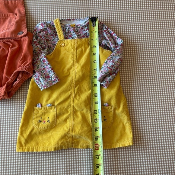 Carter’s Pinafore dress mouse pocket floral flowers + Orange romper.18 month - Picture 9 of 15